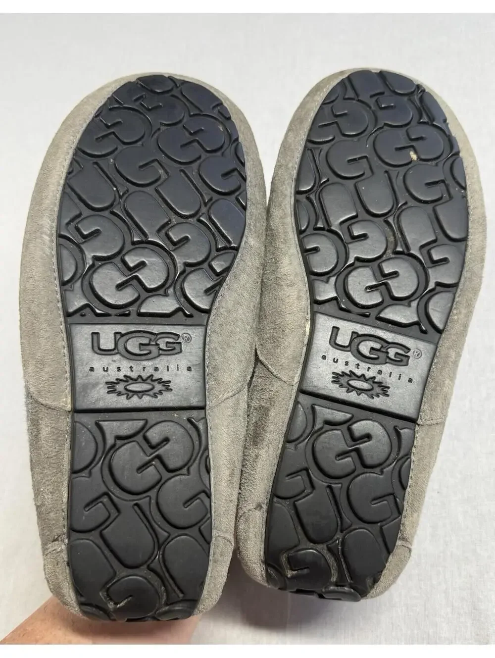 UGG Ascot Moccasins Slippers Men Sz 8/40.5 EU Gray Wool Sheepskin Sherpa Camping